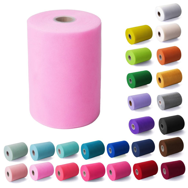 Tulle Fabric Roll 6" by 100 Yards (300 ft) Fabric Tulle Spool for DIY Tutu Bow, Wedding and Decoration. Value Pack.
