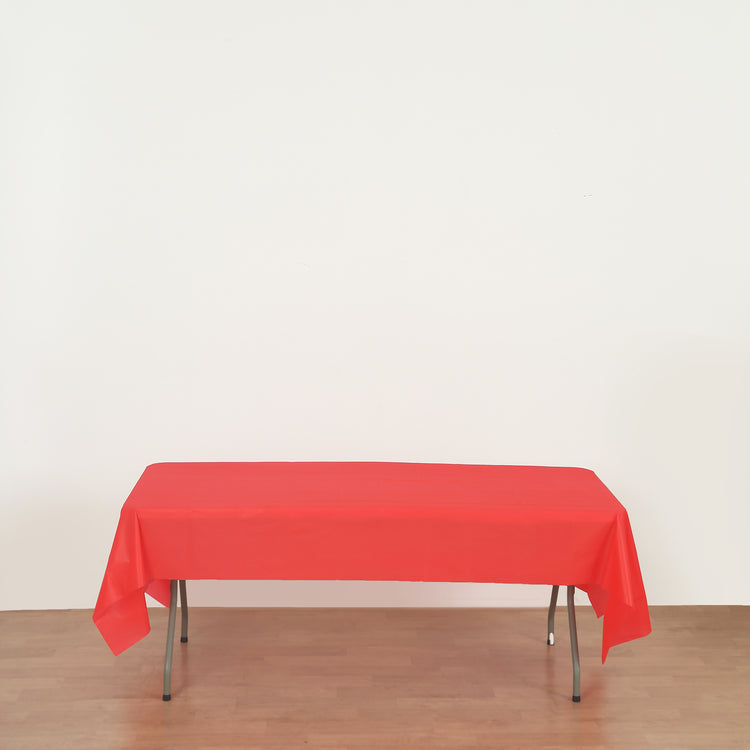 rectangle red plastic table cover