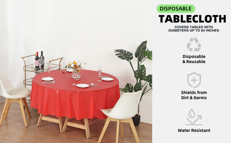 12 Pack Round 84" Heavy Duty Plastic Table Covers Tablecloth