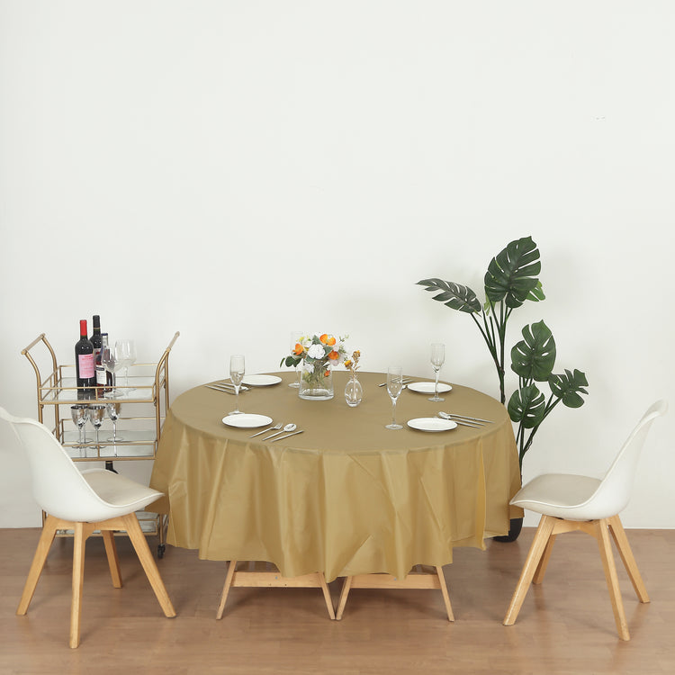 12 Pack Round 84" Heavy Duty Plastic Table Covers Tablecloth