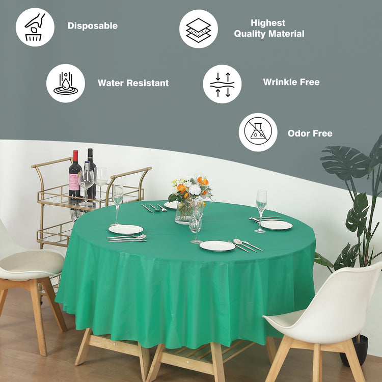 12 Pack Round 84" Heavy Duty Plastic Table Covers Tablecloth
