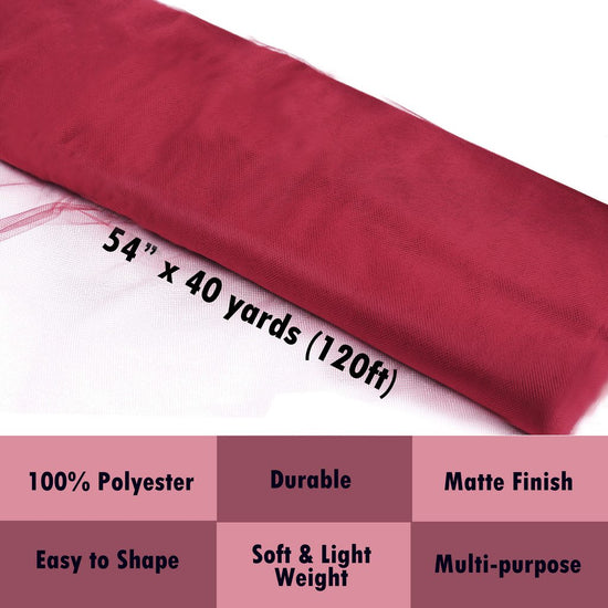 burgundy tulle Fabric Tulle Bolt
