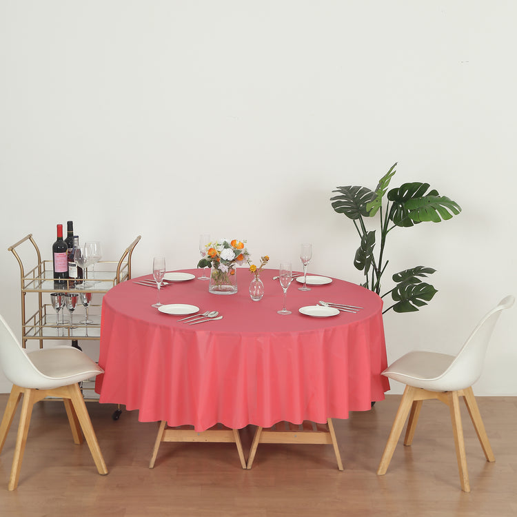 12 Pack Round 84" Heavy Duty Plastic Table Covers Tablecloth