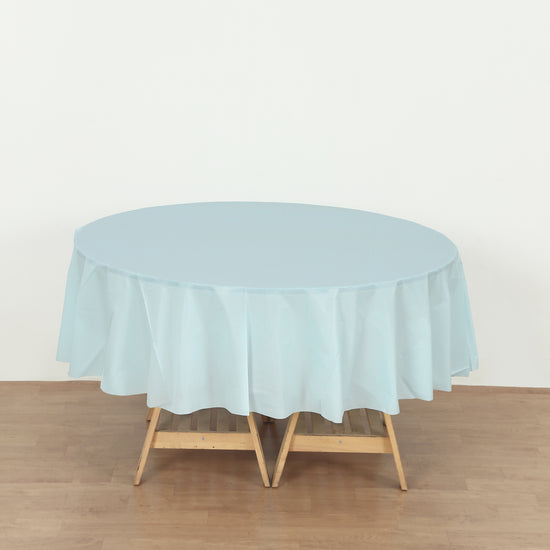 light blue Round 84" Heavy Duty Plastic Table Cover