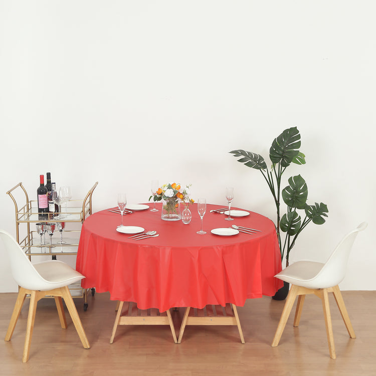 12 Pack Round 84" Heavy Duty Plastic Table Covers Tablecloth