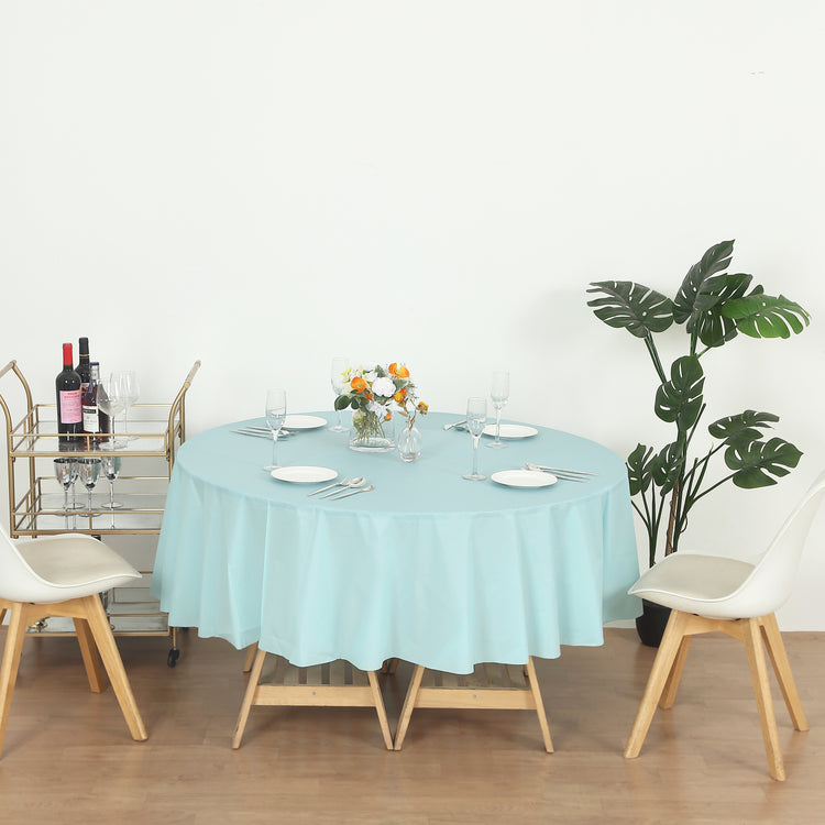 12 Pack Round 84" Heavy Duty Plastic Table Covers Tablecloth