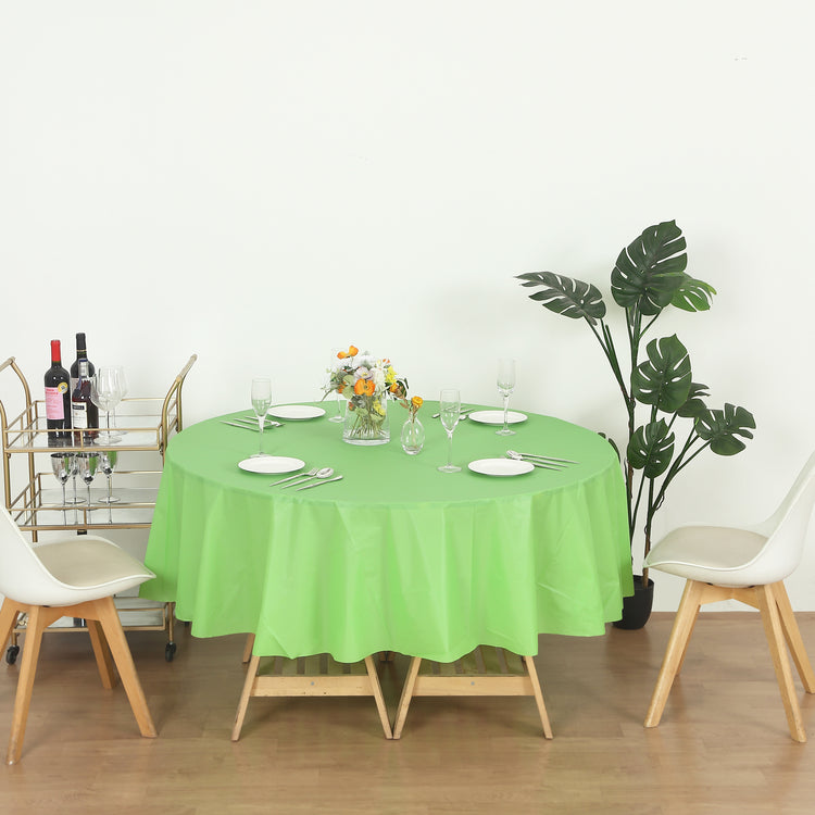 12 Pack Round 84" Heavy Duty Plastic Table Covers Tablecloth
