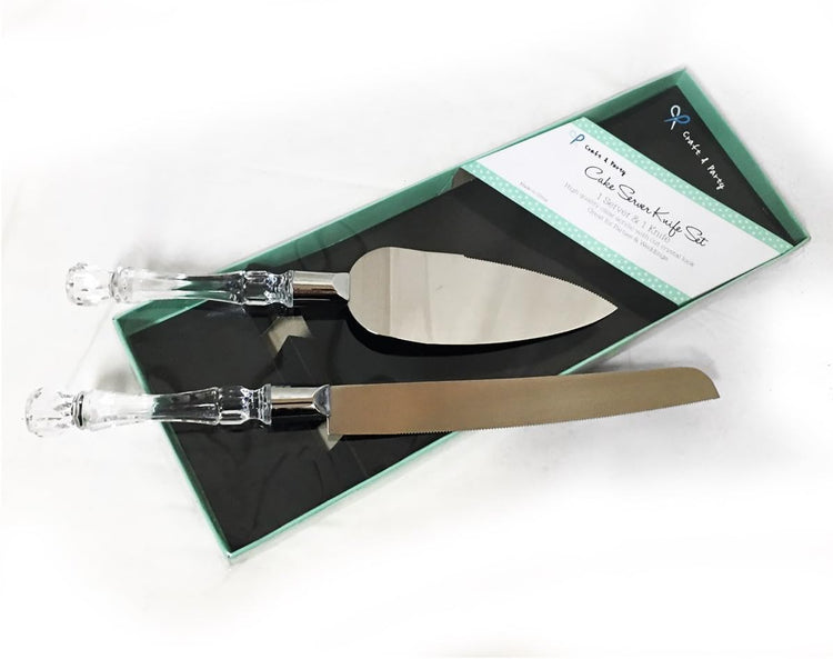 Wedding Knife and Server Set with Acrylic Handle