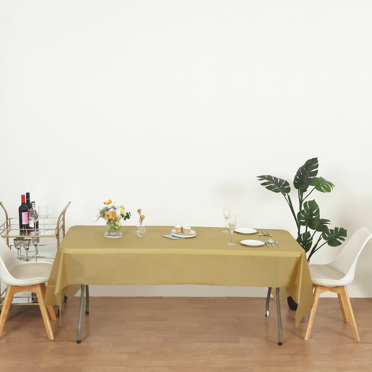 gold  plastic table cover