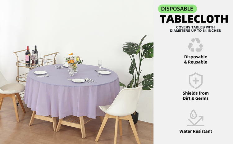 12 Pack Round 84" Heavy Duty Plastic Table Covers Tablecloth